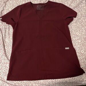 Figs scrub top burgundy